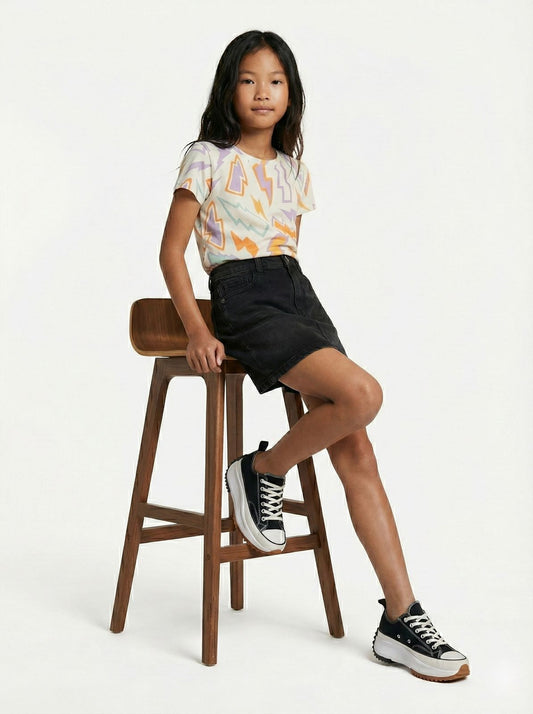 NAME IT Girls White Graphic Printed Tee