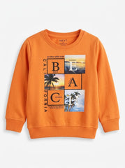 Boys' Long-Sleeve Casual Cotton Graphic Sweatshirt – Orange