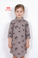 Girls Grey Unicorn Printed Tunic Shirt