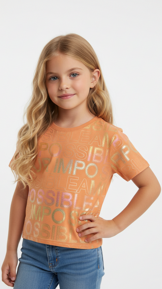 M&S Girls Metallic Print T Shirt