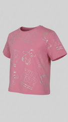 M&S Girls' Pink Metallic Teddy Bear "Why Not?" T-Shirt
