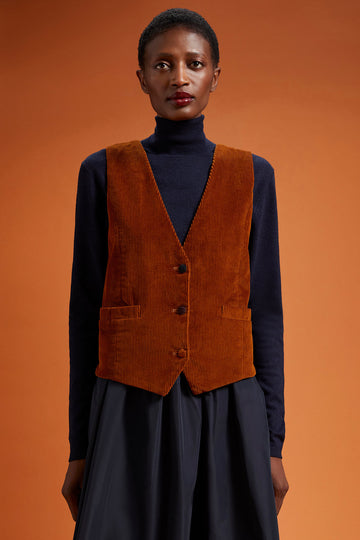 DOPPELGANGER Women's regular fit waistcoat in cotton corduroy