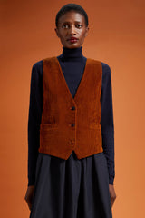 DOPPELGANGER Women's regular fit waistcoat in cotton corduroy