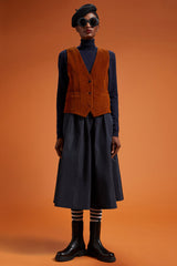 DOPPELGANGER Women's regular fit waistcoat in cotton corduroy