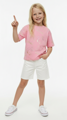 M&S Girls' Pink Metallic Teddy Bear "Why Not?" T-Shirt