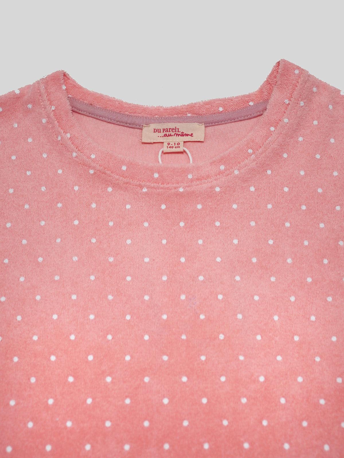 DU PAREIL Girls Pink White Polka Dots Print Sweatshirt