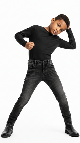 KIABI BOYS BLACK WASH JEANS