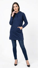 BLANCHEPORTE Womens Indigo Long Hoodie