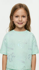 M&S Girls' Metallic Teddy Bear "Why Not?" T-Shirt