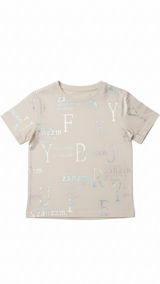 M&S Girls Metallic Print T Shirt