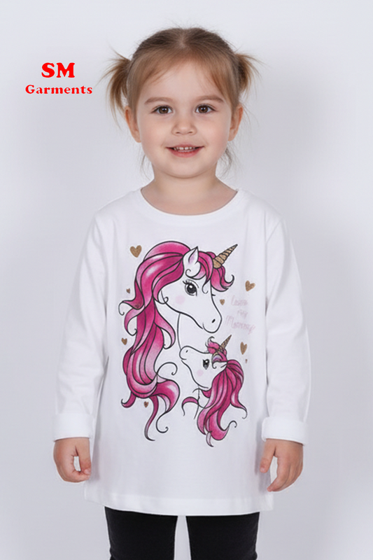 INFINITY KIDS GIRLS FULL SLEEVES UNICORN PRINTED T SHIRT