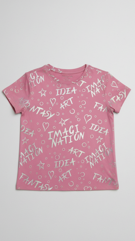 M&S Girls Metallic Print T Shirt