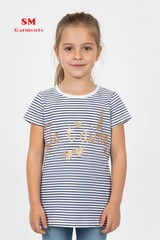 GIRLS STRIPED ROUND NECK TEE