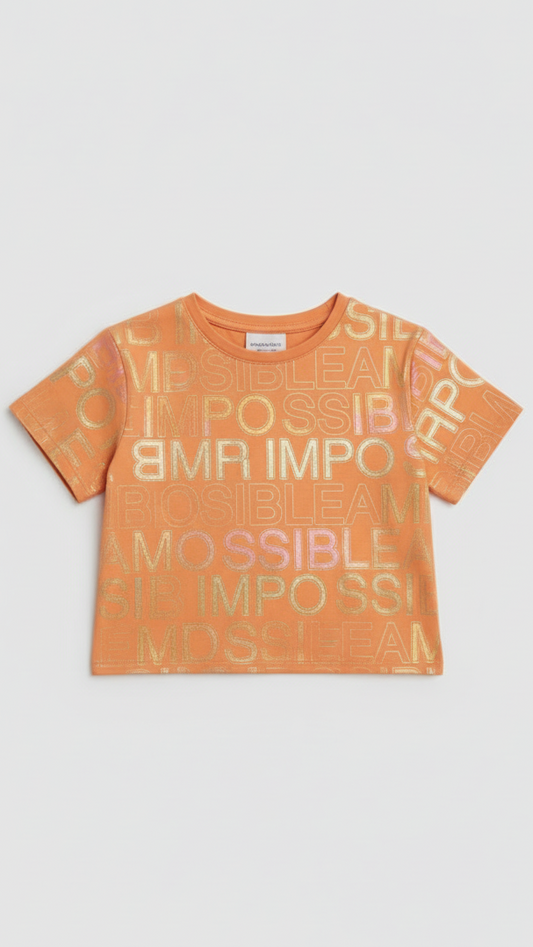M&S Girls Metallic Print T Shirt