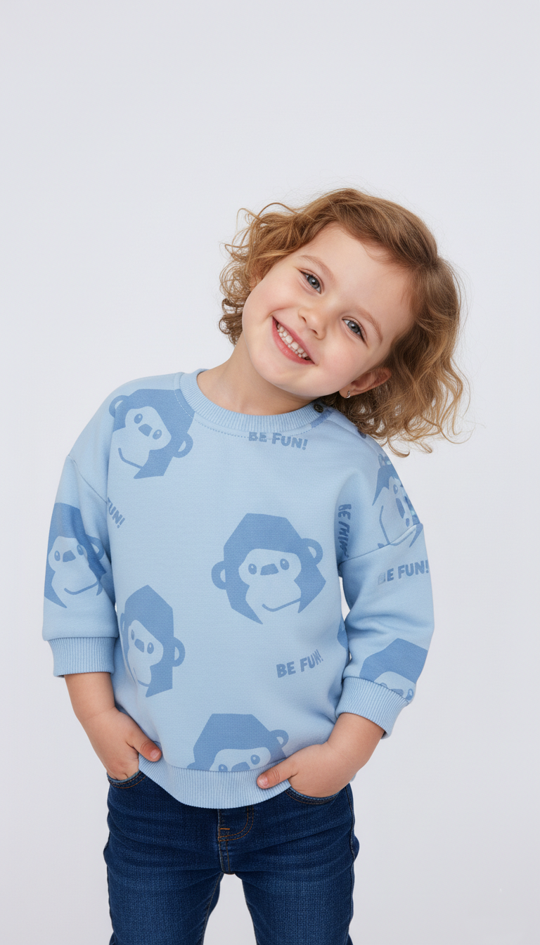 PRENATAL Girls Printed Ice Blue Sweatshirt