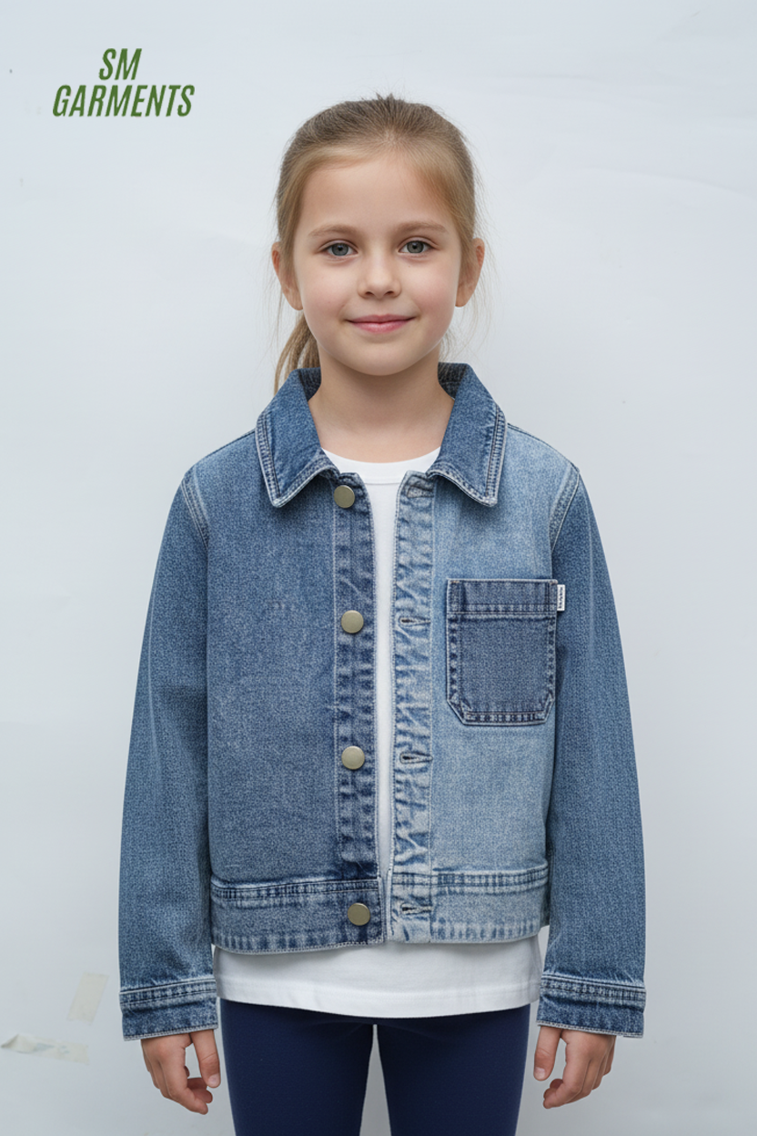 GIRLS MANNING POCKET CROPPED DENIM JACKET