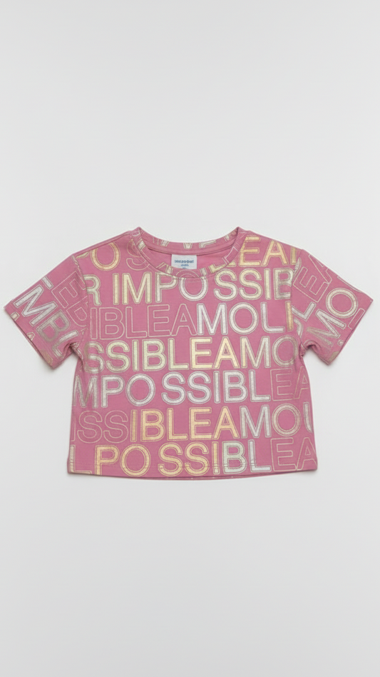 M&S Girls Impossible is Possible Metallic Print T Shirt