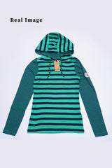 KANGAROOS Kids Striped Full Sleeve Hoodie Green & Navy
