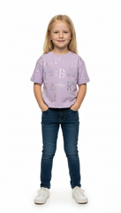 M&S Girls Shimmering Slogan Print Short Sleeve Cotton T Shirt