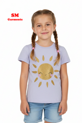 COOL CLUB Girls Glitter Sun Graphic T-Shirt – Lavender