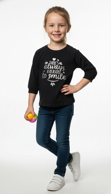 NAME IT Girls 3 Quarter Sleeves Printed T Shirt