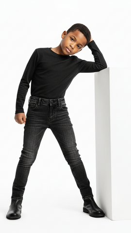 KIABI BOYS BLACK WASH JEANS