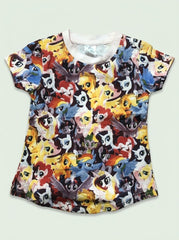 Girls' Casual Cotton Colorful Pony Print T-Shirt – Multi