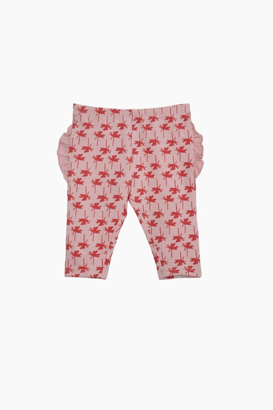 5.10.15 Baby Girls' Leggings with Red Palm Tree Print and Ruffle Details - Smgarment's