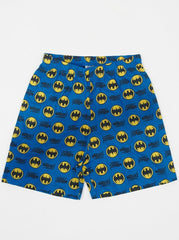 Boys Royal Blue Superhero Bat Emblem Print Cotton Shorts| SM GARMENTS