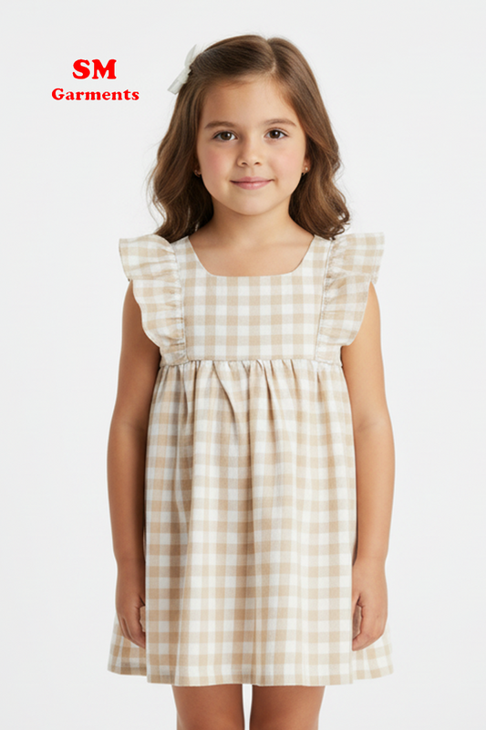 Flounce-Trimmed Cotton Dress