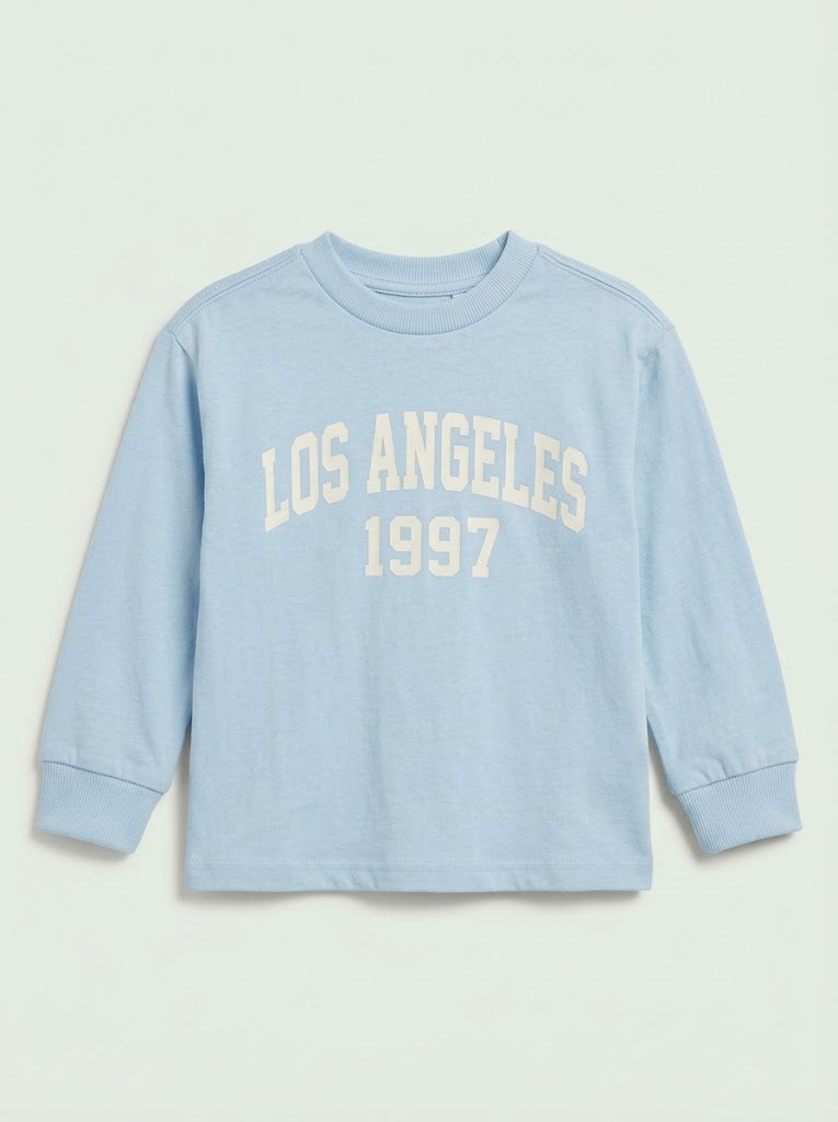 WINTER Boys' Casual Cotton Graphic Long-Sleeve T-Shirt – Light Blue