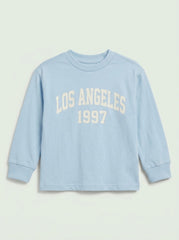 WINTER Boys' Casual Cotton Graphic Long-Sleeve T-Shirt – Light Blue