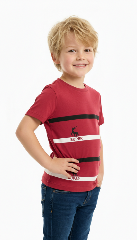 BOYS Printed Striped T-shirt