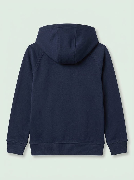 Boys BRANDED' Navy Blue Zip-Up Hoodie with Front Pockets