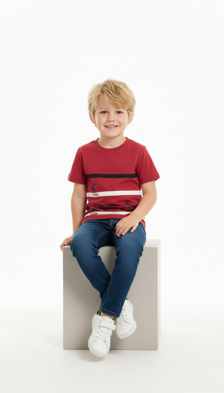 BOYS Printed Striped T-shirt