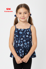 Navy Blue-Shells Sleeveless Crop Style