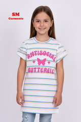 OKAIDI GIRLS ANTISOCIAL BUTTERFLY PRINT TEES