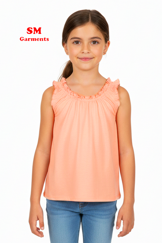 ORANGE PLAIN COTTON VEST TOP