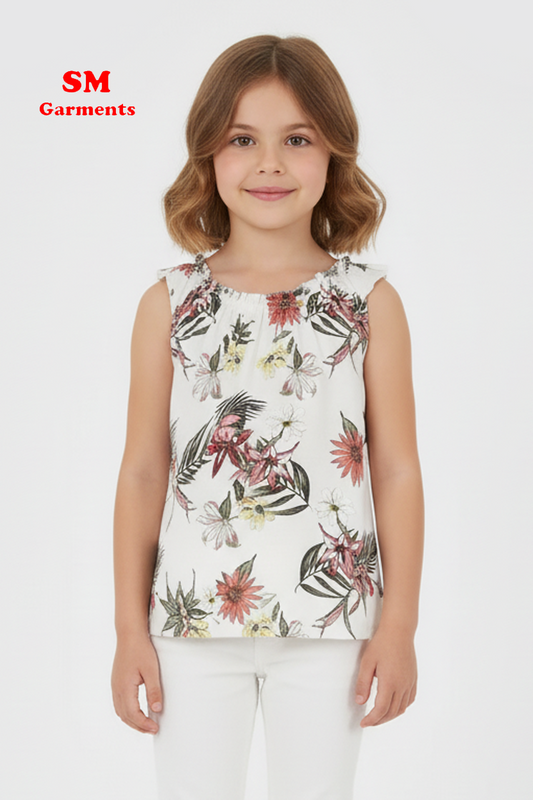 WHITE FLORAL COTTON VEST TOP