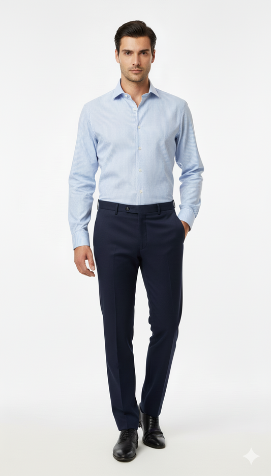 CAMICISSIMA MENS BLUE STRIPED POPLIN SHIRT