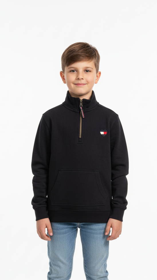 TOMMY HILFIGER BOYS ZIPPED UP SWEATSHIRT (DARK NAVY)