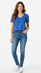 NICE & CHIC Womens Basic V Neck Tee