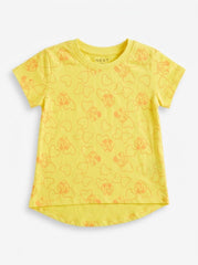 NXT Girls' Bright Yellow Character & Heart Print Short-Sleeve Cotton Jersey T-Shirt| SM GARMENTS