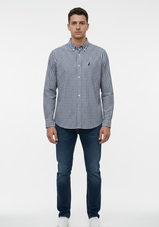 NAUTICA MENS CHECKERD CLASSIC FIT SHIRT