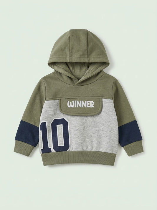 Boys' Colorblock "WINNER 10" Graphic Hoodie with Utility Pocket