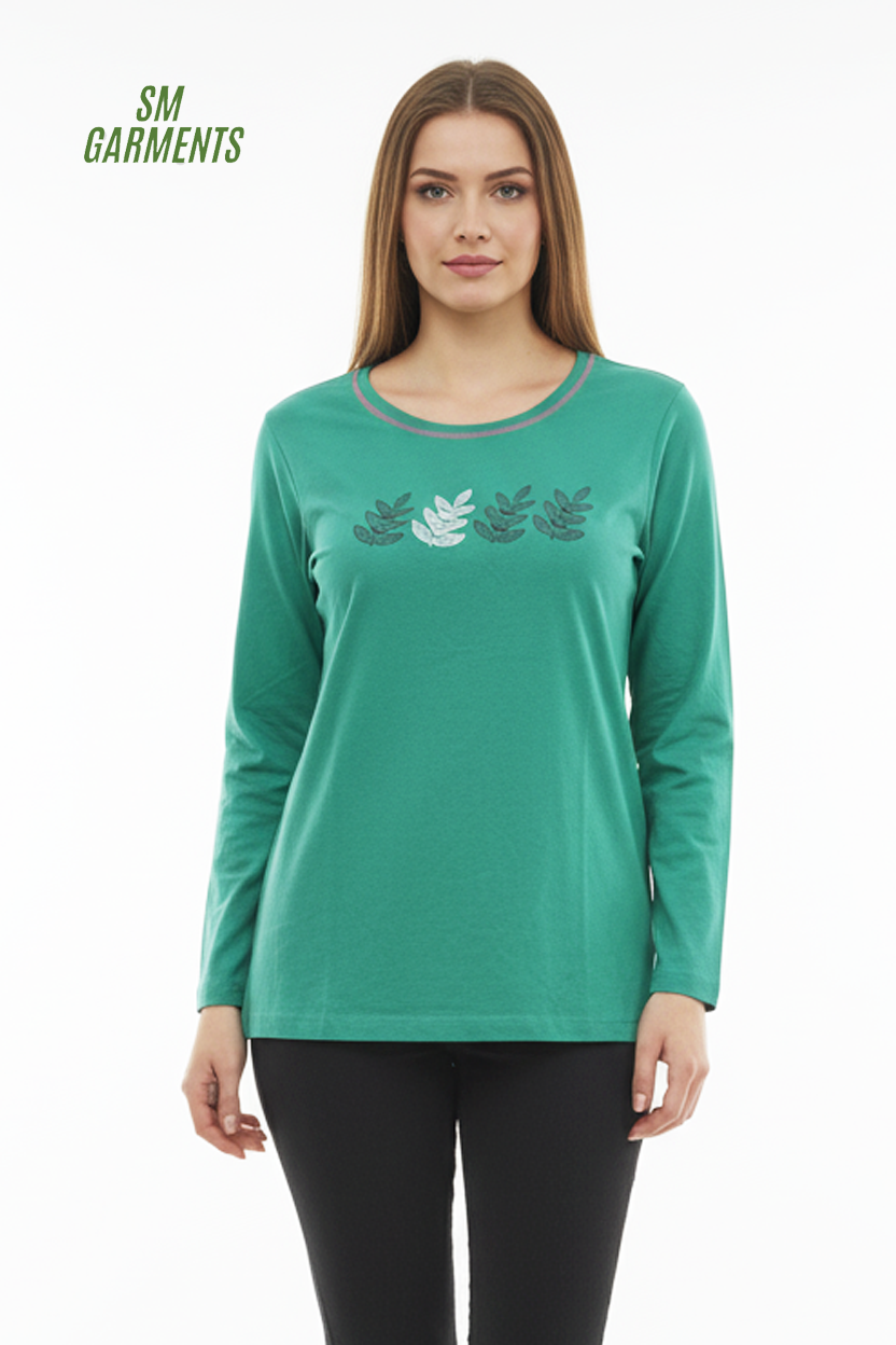 WASCHEPUR WOMENS PRINTED FULL SLEEVE T SHIRT