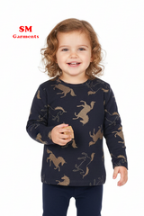 Baby GIRLS Navy Long Sleeve Unicorn Print T-Shirt