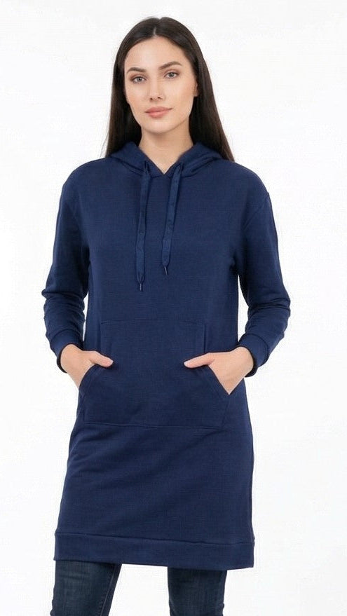 BLANCHEPORTE Womens Indigo Long Hoodie
