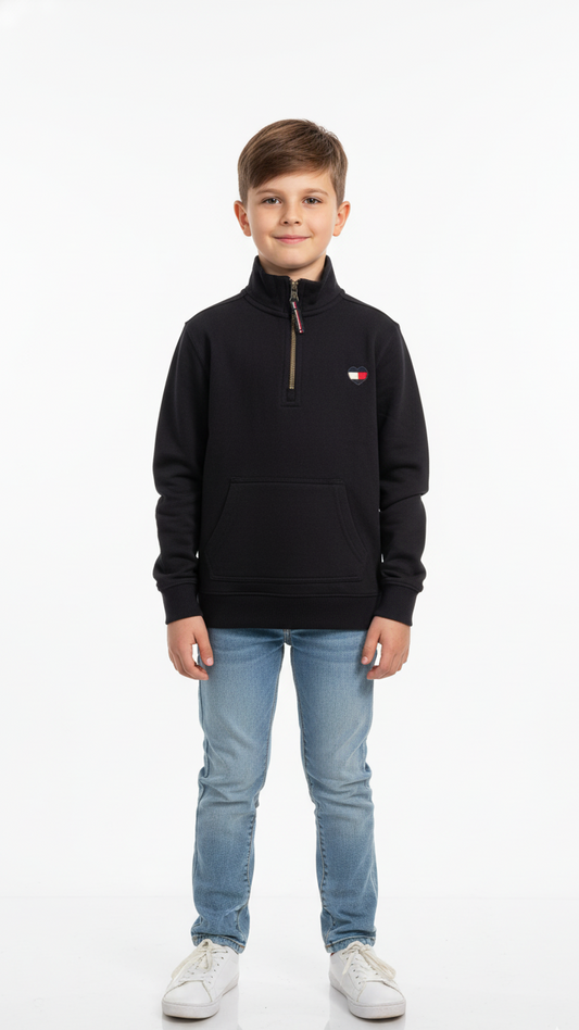 TOMMY HILFIGER BOYS ZIPPED UP SWEATSHIRT (DARK NAVY)