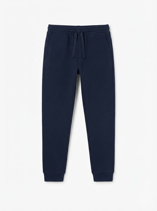 Boys' Casual Cotton Solid Jogger Pants – Navy Blue